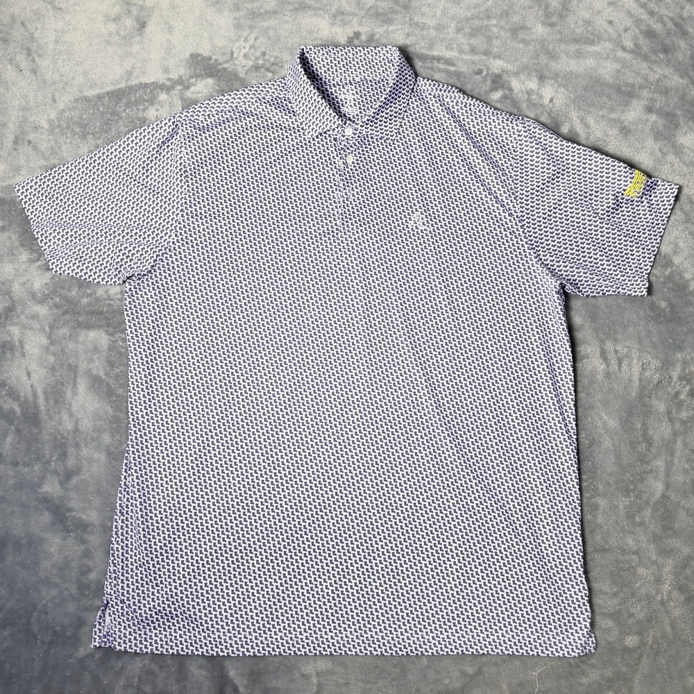 Rhoback Mens XL Louisiana State LSU Print Performance Golf Polo Purple White